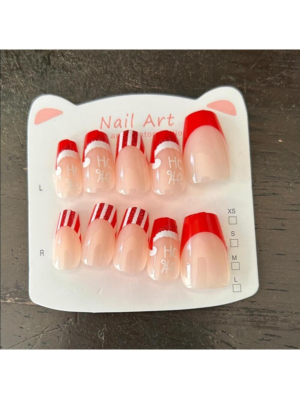 Festive Red and White Nail Art Set